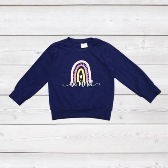 Kids "Be Kind" Navy Blue Long Sleeve Sweatshirt 7/8 - Picture 1 of 1
